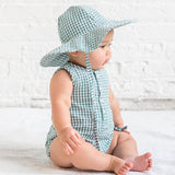 Wren Seersucker Bubble Romper - Laguna Gingham