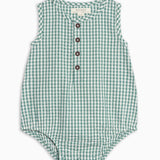 Wren Seersucker Bubble Romper - Laguna Gingham