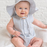 Wren Seersucker Bubble Romper - Shore Stripe