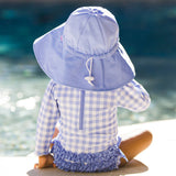 Gingham Long Sleeve One Piece Swimsuit - Periwinkle Blue