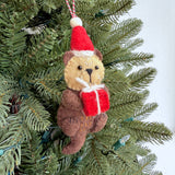 Otter Santa Hat Felt Ornament 