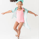 Tie Shoulder One Piece Swimsuit - Pink