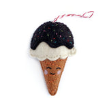 Smiling Ice Cream Cone Felt Ornament