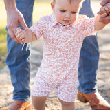 Kickoff Polo Short Sleeve Romper - Burnt Orange