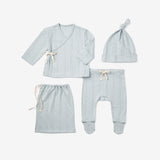 Pale Blue Pointelle Layette Gift Set - Newborn