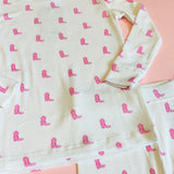 Pink Boots Ribbed Two Piece Set