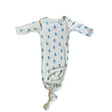 Blue Boots Ribbed Newborn Gown