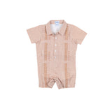 Gameday Guayabera Short Sleeve Romper - Burnt Orange