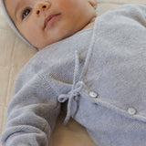 Wrap Knit Footie - Heathered Dusty Blue