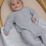 Wrap Knit Footie - Heathered Dusty Blue