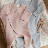Wrap Knit Footie - Heathered Rose
