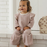 Ruffle Cozy Set - Mulberry Stripe