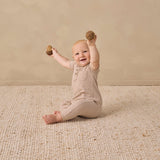Short Sleeve Jumpsuit - Almond Stripe