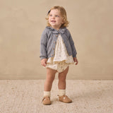 Ruffle Collar Cardigan - Heathered Slate