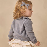 Ruffle Collar Cardigan - Heathered Slate