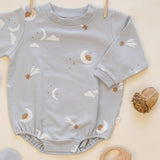 Crewneck Bubble Romper - Sky Friends