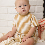 Boxy Pocket Tee + Short Set - Honey Stripe