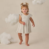 Flutter Sleeve Dress - Sky Stripe