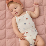 Waffle Cinch Romper - Confetti Hearts