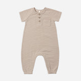 Short Sleeve Jumpsuit - Almond Stripe