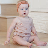 Waffle Cinch Romper - Pink Daisy