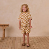 Marigold Check Terry Boys Short