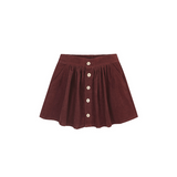 Button Front Mini Skirt - Burgundy