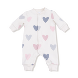 Hearts Baseball Collar Romper