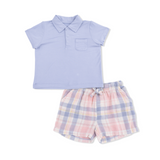 Dusty Plaid Polo + Short Set