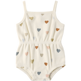 Waffle Cinch Romper - Confetti Hearts