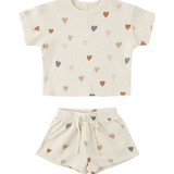 Waffle Tee + Short Set - Confetti Hearts