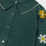 Floral Knit Cardigan - Water Lily
