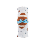 Sports Swaddle and Football Rattle Set