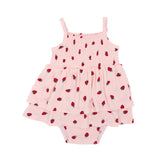 Strawberries Small Ribbed Ruffle Romper