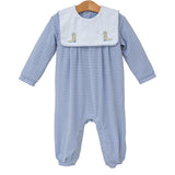 Blue Boots Embroidery Romper
