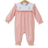 Pink Boots Embroidery Ruffle Romper