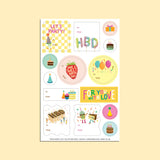 Birthday Things Gift Tag Sticker Sheet Set