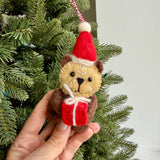Otter Santa Hat Felt Ornament 