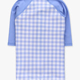 Gingham One Piece Rash Guard Swimsuit - Periwinkle Blue