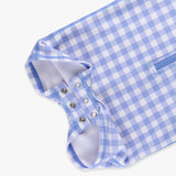 Gingham One Piece Rash Guard Swimsuit - Periwinkle Blue