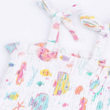 Sunny Coral Reef Fish Smocked Bubble with Skirt