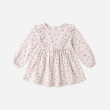 Long Sleeve Ruffle V Dress - Heart Ditsy