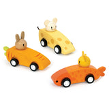 Wooden Animal Friends Pull-Back Racing Cars