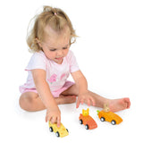 Wooden Animal Friends Pull-Back Racing Cars