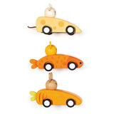 Wooden Animal Friends Pull-Back Racing Cars