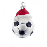 Soccer Santa Hat Glass Ornament