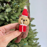 Otter Santa Hat Felt Ornament 