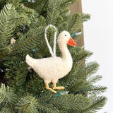 White Goose Embroidered Wool Ornament