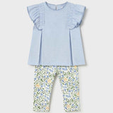 Soft Florals Legging + Tee Set - Sky