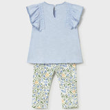 Soft Florals Legging + Tee Set - Sky